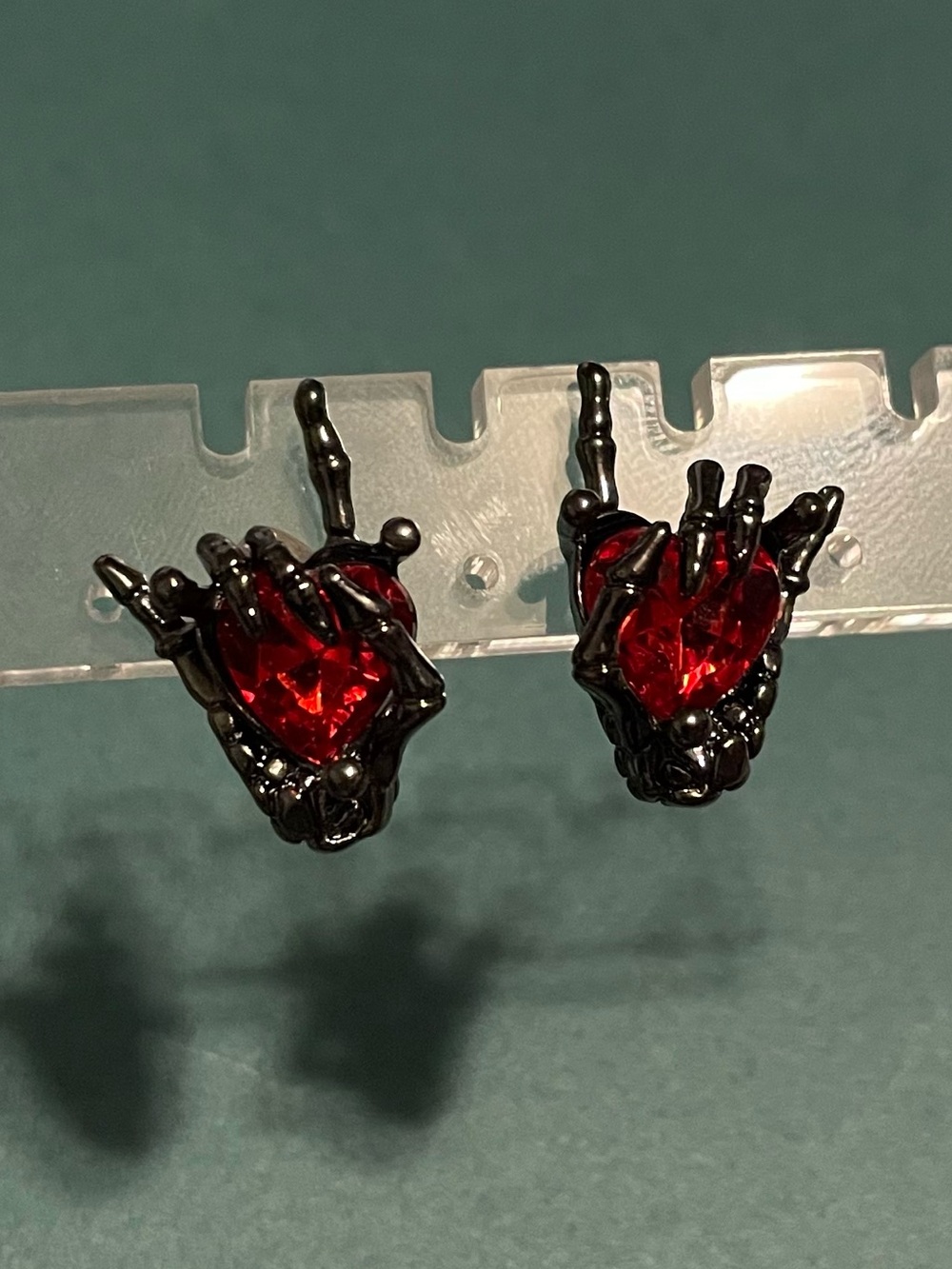 Skeleton Hand Rock & Roll “Ruby” Earrings